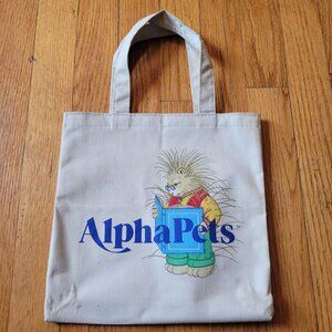 Vintage AlphaPets Canvas Tote Bag With Handles Book Bag Reading Teacher Home Sch